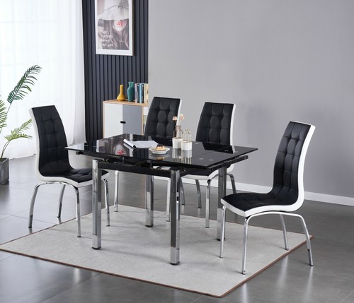 Dining table set black glass - dining,