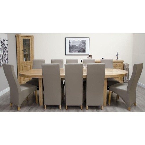Solid oak oval extending table - oak,