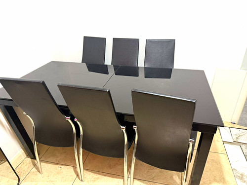 Black rectangular glass dining - black,
