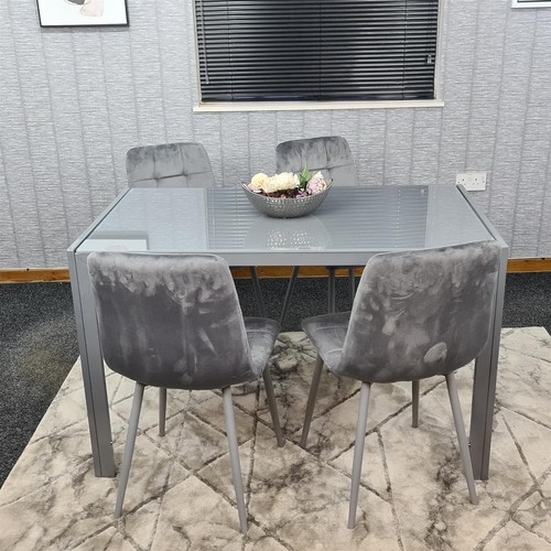 Dining table and chairs - table, grey