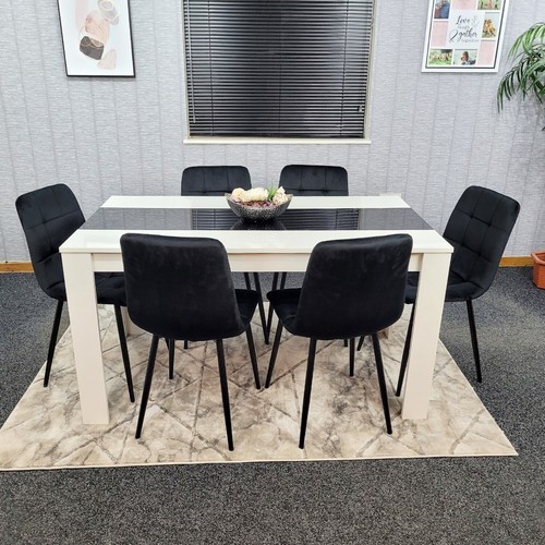 White black dining table - white, with