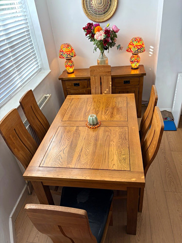 Extending wood dining table - dining,