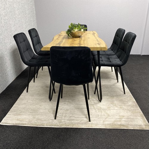 Wooden dining table - with, 6