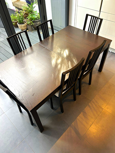 Extendable dark wood dining - dark,
