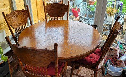 Round brown wood extendable - brown,