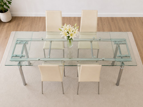 Extendable glass dining table - extendable,