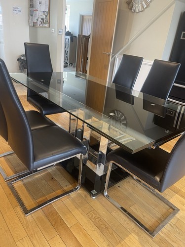 Glass extendable dining table - glass,