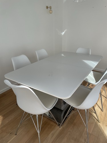 White gloss extendable dining - white,