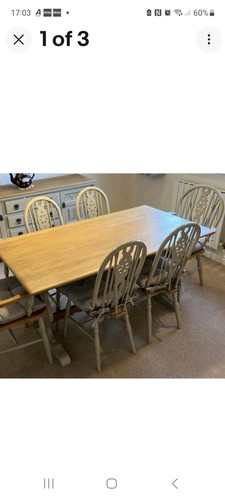 Pedestal oak dining - table, and