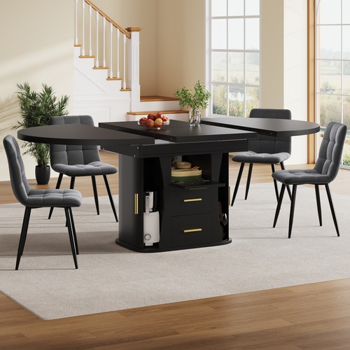Black extendable dining - black,