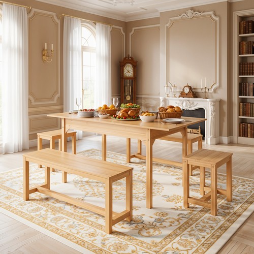 Wooden extendable dining table - wooden,