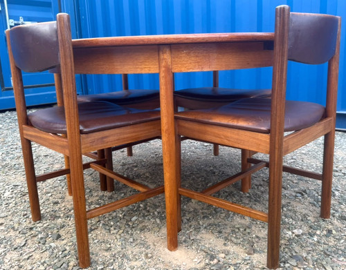Round extending dining table - table, 4