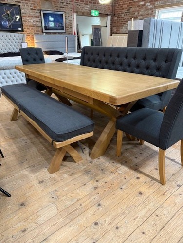 Extending oak dining table - extending,
