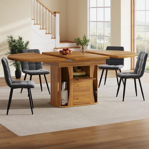Wood extendable dining table - wood,